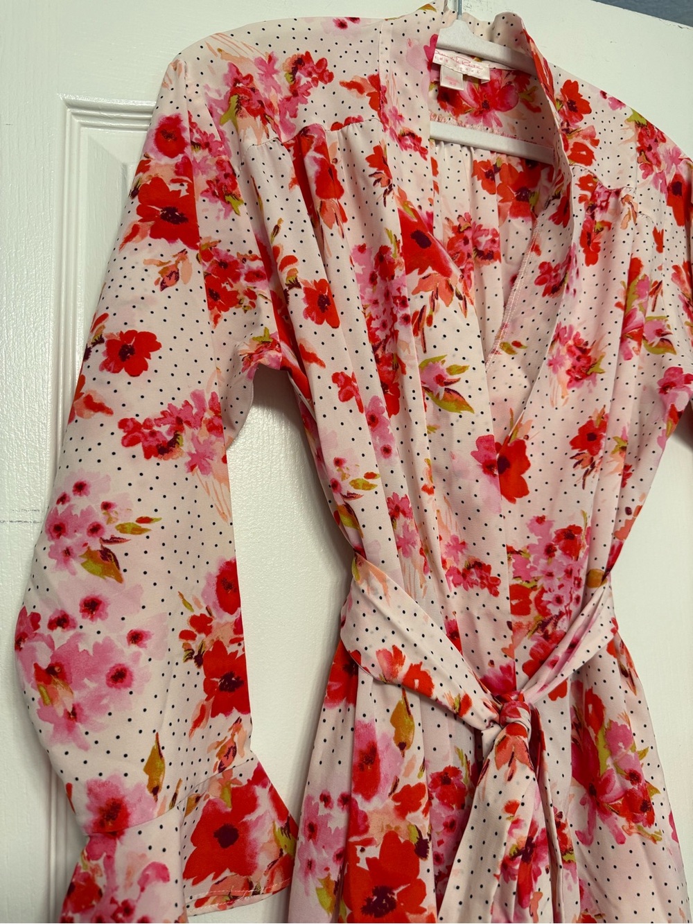 Oscar De La Renta Pink Label Floral Wrap Robe XS Cottagecore Pristine